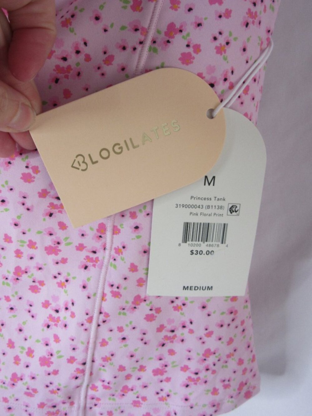 Blogilates Princess Tank Top Pink Floral Active Wear Size Medium NWT - Picture 6 of 9